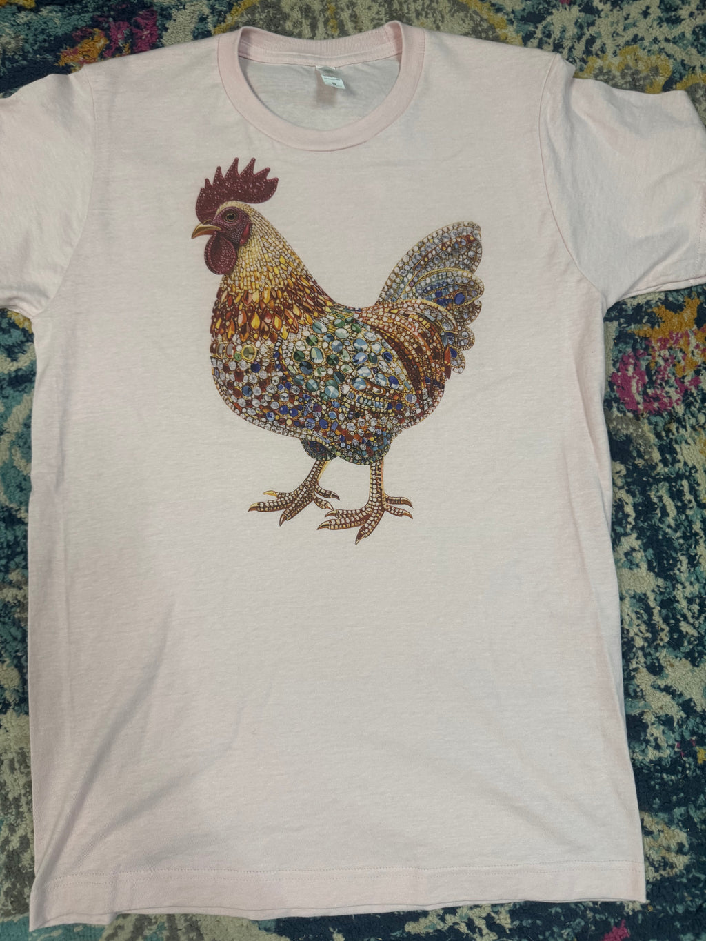 Faux Rhinestone Chicken Adult Tshirt