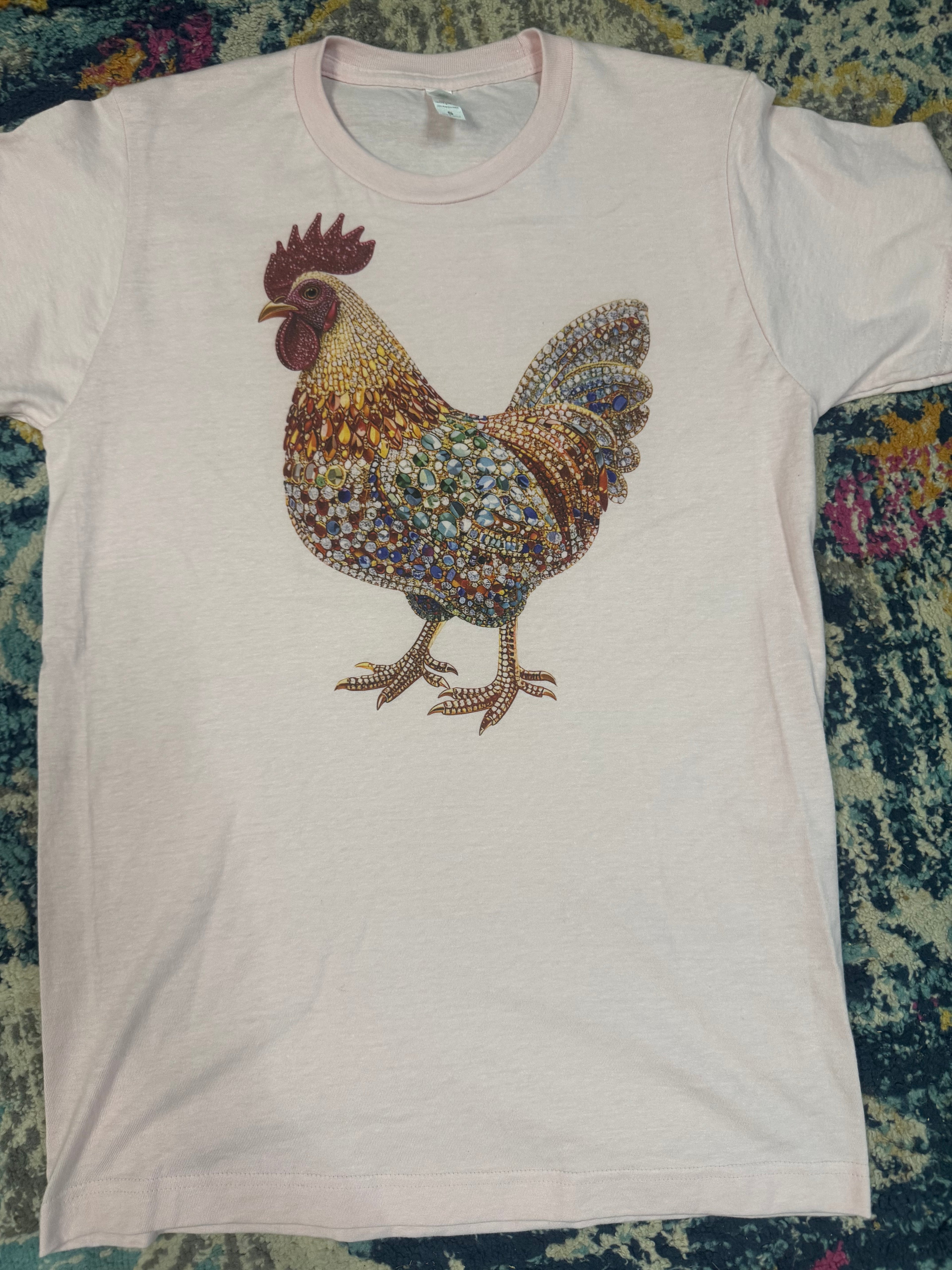 Faux Rhinestone Chicken Adult Tshirt
