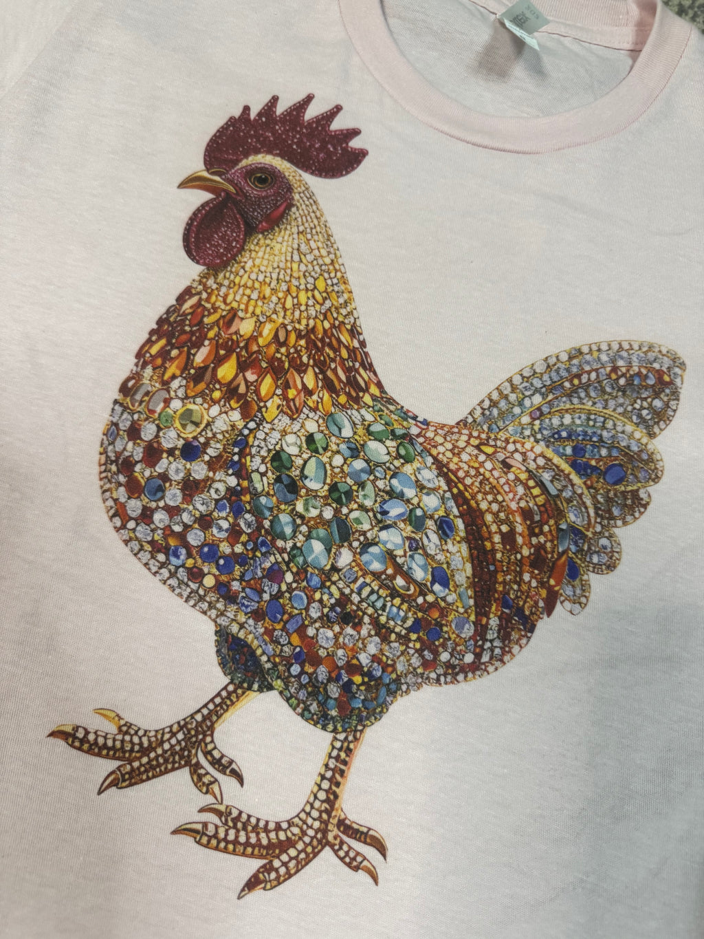 Faux Rhinestone Chicken Adult Tshirt