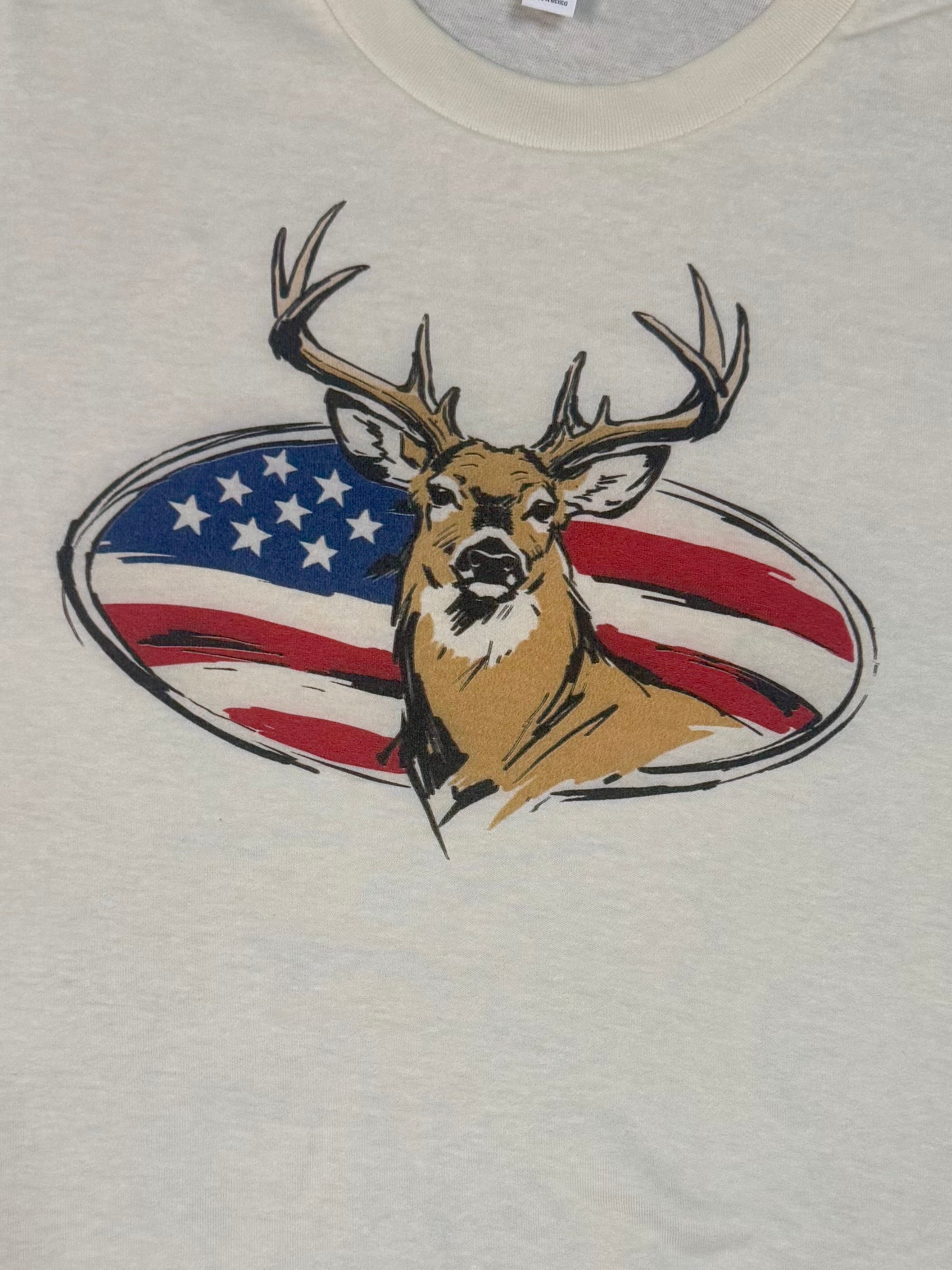 Patriotic Whitetail Buck Adult Tshirt