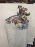 Cowboy Riding Trout Adult Tshirt